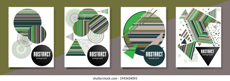 Covers templates set with bauhaus, memphis and hipster style graphic geometric elements. This illustration can be used as a print on t shirts and bags, stationary or as a poster.
