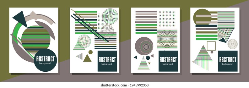 Covers templates set with bauhaus, memphis and hipster style graphic geometric elements. This illustration can be used as a print on t shirts and bags, stationary or as a poster.