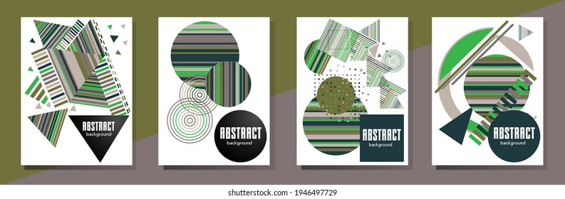 Covers templates set with bauhaus, memphis and hipster style graphic geometric elements. This illustration can be used as a print on t shirts and bags, stationary or as a poster.