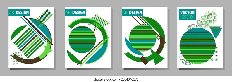 Covers templates set with bauhaus, memphis and hipster style graphic geometric elements. This illustration can be used as a print on t shirts and bags, stationary or as a poster.