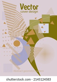 Covers templates set with bauhaus, memphis and hipster style graphic geometric elements. Universal abstract layouts. Applicable for placards, brochures, posters, covers and banners.