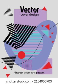 Covers templates set with bauhaus, memphis and hipster style graphic geometric elements. This illustration can be used as a print on t shirts and bags, stationary or as a poster.