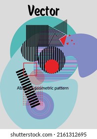 Covers templates set with bauhaus, memphis and hipster style graphic geometric elements. Universal abstract layouts. Applicable for placards, brochures, posters, covers and banners.