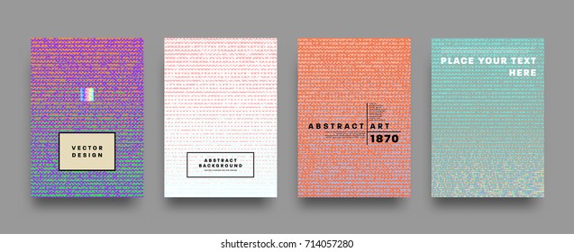 Covers templates set with bauhaus, memphis and hipster style graphic geometric elements. Applicable for placards, brochures, posters, covers and banners. Vector illustrations.