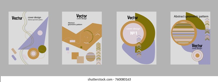 Covers templates set with bauhaus, memphis and hipster style graphic geometric elements. Applicable for placards, brochures, posters, covers and banners.
