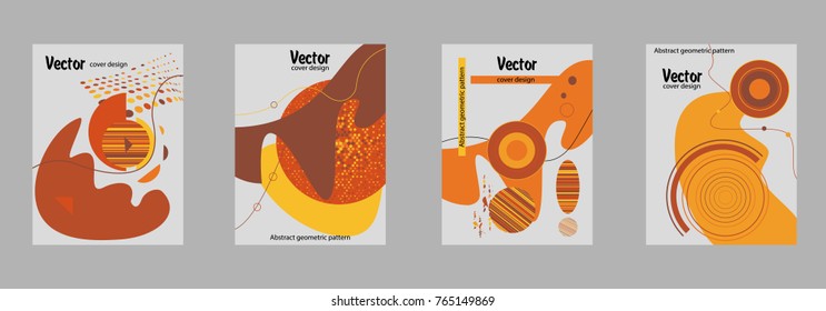 Covers templates set with bauhaus, memphis and hipster style graphic geometric elements. Applicable for placards, brochures, posters, covers and banners.