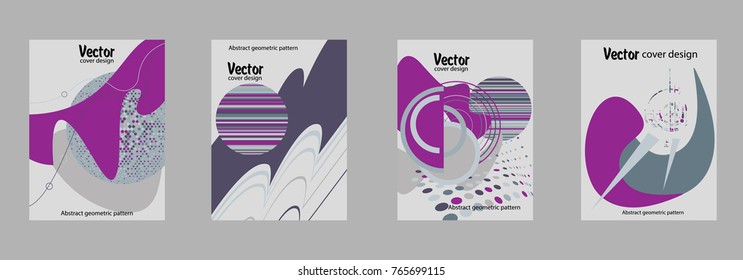 Covers templates set with bauhaus, memphis and hipster style graphic geometric elements. Applicable for placards, brochures, posters, covers and banners.