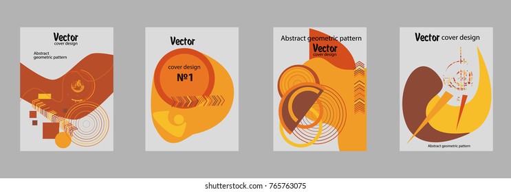 Covers templates set with bauhaus, memphis and hipster style graphic geometric elements. Applicable for placards, brochures, posters, covers and banners.