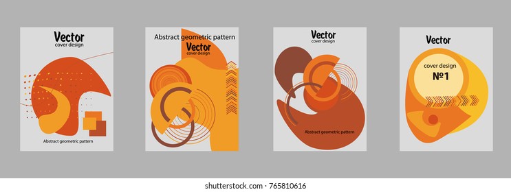 Covers templates set with bauhaus, memphis and hipster style graphic geometric elements. Applicable for placards, brochures, posters, covers and banners.