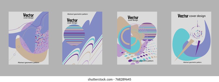 Covers templates set with bauhaus, memphis and hipster style graphic geometric elements. Applicable for placards, brochures, posters, covers and banners.