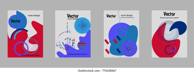 Covers templates set with bauhaus, memphis and hipster style graphic geometric elements. Applicable for placards, brochures, posters, covers and banners.