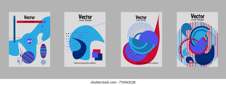 Covers templates set with bauhaus, memphis and hipster style graphic geometric elements. Applicable for placards, brochures, posters, covers and banners.
