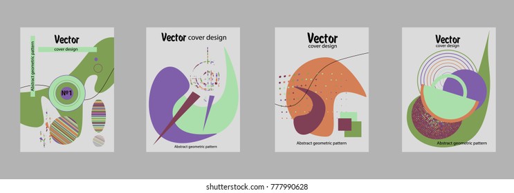 Covers templates set with bauhaus, memphis and hipster style graphic geometric elements. Applicable for placards, brochures, posters, covers and banners.
