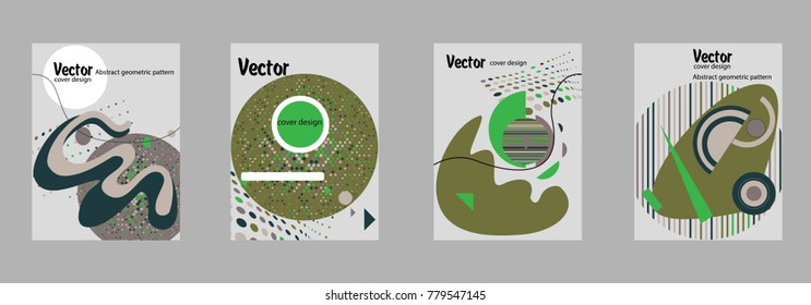 Covers templates set with bauhaus, memphis and hipster style graphic geometric elements. Applicable for placards, brochures, posters, covers and banners.