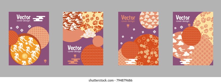 Covers templates set with bauhaus, memphis and hipster style graphic geometric elements. Applicable for placards, brochures, posters, covers and banners.