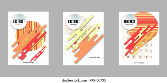 Covers templates set with bauhaus, memphis and hipster style graphic geometric elements. Applicable for placards, brochures, posters, covers and banners.