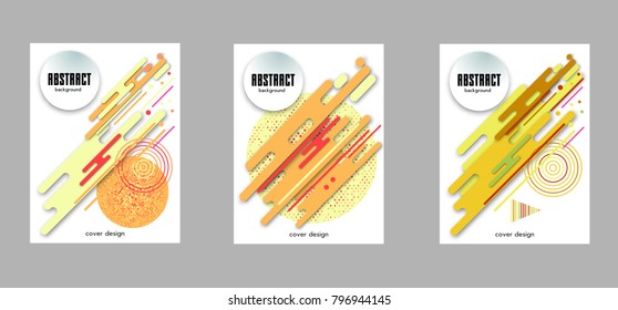 Covers templates set with bauhaus, memphis and hipster style graphic geometric elements. Applicable for placards, brochures, posters, covers and banners.