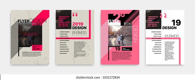 Covers templates set with bauhaus style graphic geometric elements. Applicable for flyer, cover annual report, placards, brochures, posters, banners. Vector illustrations.