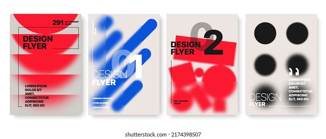 Covers templates set with blurred geometric elements. Applicable for flyer, cover annual report, placards, brochures, posters, banners