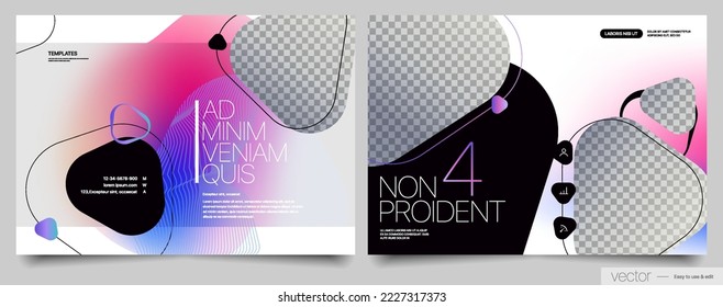 Covers templates set with blurred geometric elements. Applicable for flyer, cover annual report, placards, brochures, posters, banners