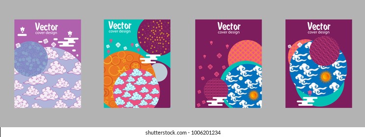 Covers templates set with Clouds and Patterns in Modern Style, geometric ornate shapes. Applicable for placards, brochures, posters, covers and banners.
