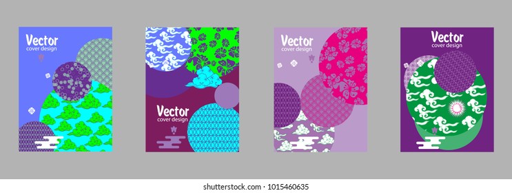Covers templates set with Clouds and Patterns in Modern Style, geometric ornate shapes. Applicable for placards, brochures, posters, covers and banners.