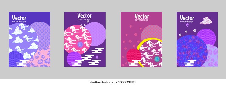Covers templates set with Clouds and Patterns in Modern Style, geometric ornate shapes. Applicable for placards, brochures, posters, covers and banners.