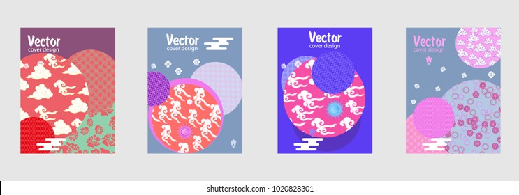 Covers templates set with Clouds and Patterns in Modern Style, geometric ornate shapes. Applicable for placards, brochures, posters, covers and banners.
