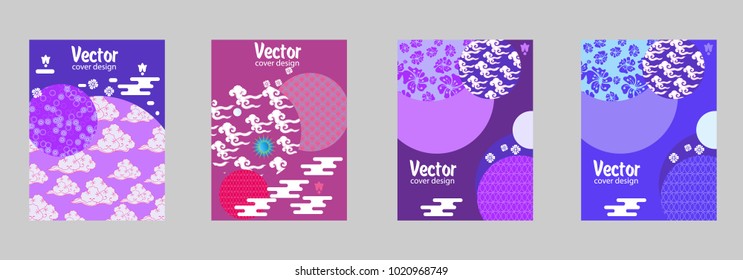 Covers templates set with Clouds and Patterns in Modern Style, geometric ornate shapes. Applicable for placards, brochures, posters, covers and banners.