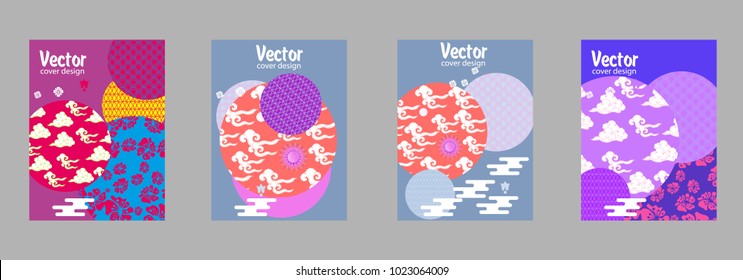 Covers templates set with Clouds and Patterns in Modern Style, geometric ornate shapes. Applicable for placards, brochures, posters, covers and banners.
