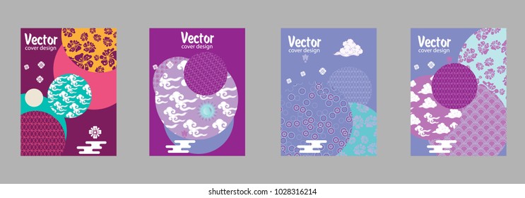 Covers templates set with Clouds and Patterns in Modern Style, geometric ornate shapes. Applicable for placards, brochures, posters, covers and banners.