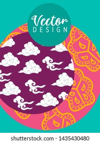 Covers templates set with Clouds and Patterns in Modern Style, geometric ornate shapes. Applicable for placards, brochures, posters, covers and banners.