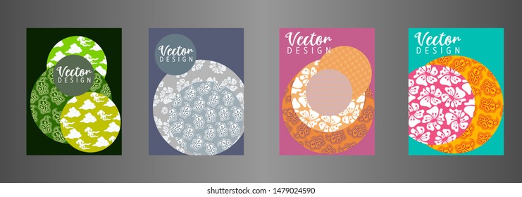 Covers templates set with Clouds and Patterns in Modern Style, geometric ornate shapes. Applicable for placards, brochures, posters, covers and banners.