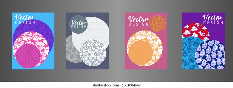 Covers templates set with Clouds and Patterns in Modern Style, geometric ornate shapes. Applicable for placards, brochures, posters, covers and banners.