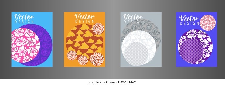 Covers templates set with Clouds and Patterns in Modern Style, geometric ornate shapes. Applicable for placards, brochures, posters, covers and banners.