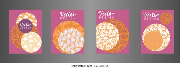 Covers templates set with Clouds and Patterns in Modern Style, geometric ornate shapes. Applicable for placards, brochures, posters, covers and banners.