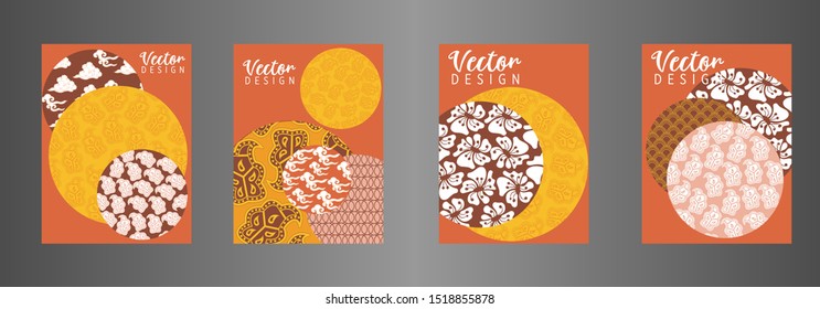 Covers templates set with Clouds and Patterns in Modern Style, geometric ornate shapes. Applicable for placards, brochures, posters, covers and banners.