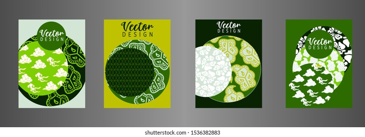 Covers templates set with Clouds and Patterns in Modern Style, geometric ornate shapes. Applicable for placards, brochures, posters, covers and banners.