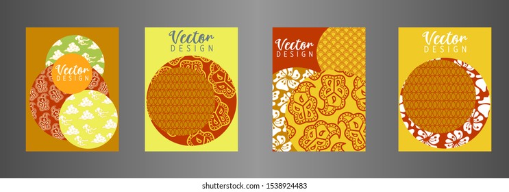 Covers templates set with Clouds and Patterns in Modern Style, geometric ornate shapes. Applicable for placards, brochures, posters, covers and banners.