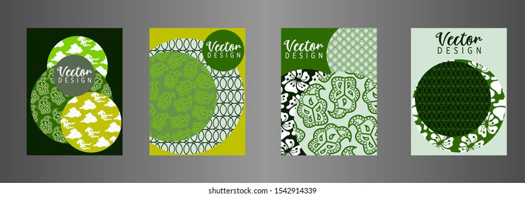 Covers templates set with Clouds and Patterns in Modern Style, geometric ornate shapes. Applicable for placards, brochures, posters, covers and banners.