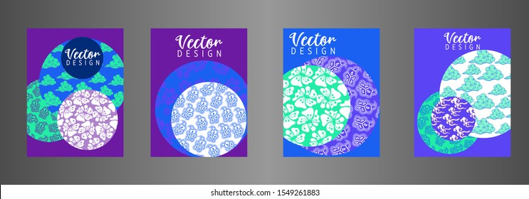Covers templates set with Clouds and Patterns in Modern Style, geometric ornate shapes. Applicable for placards, brochures, posters, covers and banners.