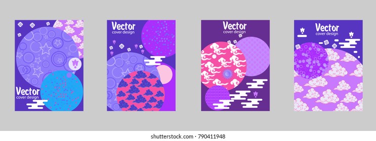 Covers templates set with Clouds and Patterns in Modern Style, geometric ornate shapes. Applicable for placards, brochures, posters, covers and banners.
