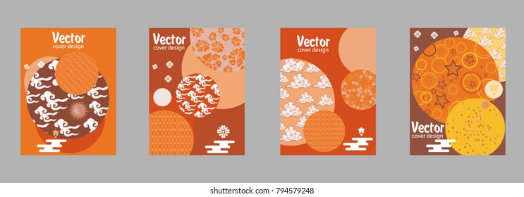 Covers templates set with Clouds and Patterns in Modern Style, geometric ornate shapes. Applicable for placards, brochures, posters, covers and banners.