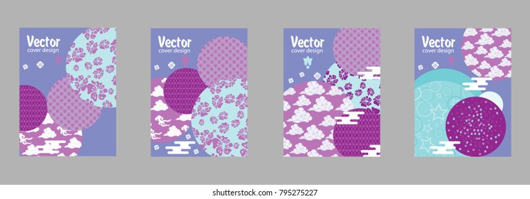 Covers templates set with Clouds and Patterns in Modern Style, geometric ornate shapes. Applicable for placards, brochures, posters, covers and banners.