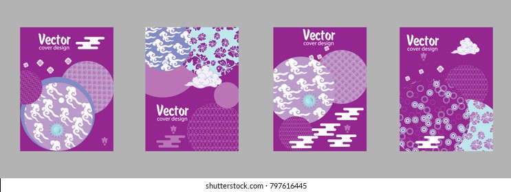 Covers templates set with Clouds and Patterns in Modern Style, geometric ornate shapes. Applicable for placards, brochures, posters, covers and banners.