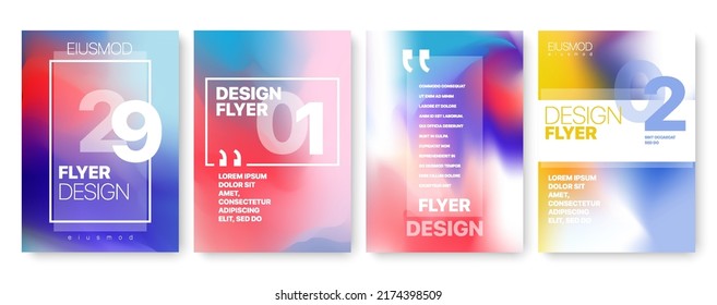 Covers templates set with gradient background. Applicable for flyer, cover annual report, placards, brochures, posters, banners. Vector illustrations.	