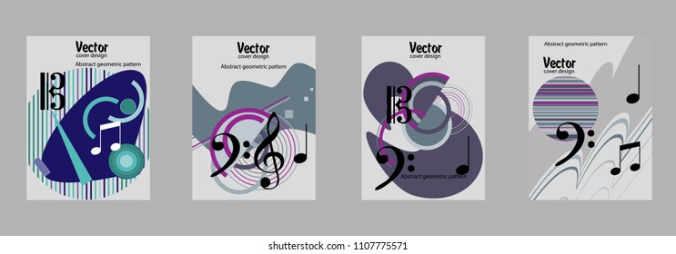 Covers templates set with graphic geometric elements. Applicable for placards, brochures, posters, covers and banners.