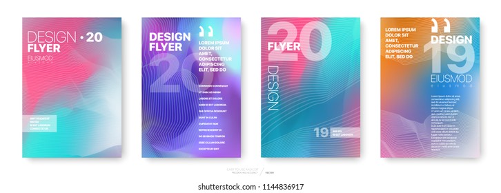 Covers templates set with graphic geometric elements. Applicable for flyer, cover annual report, placards, brochures, posters, banners. Vector illustrations.