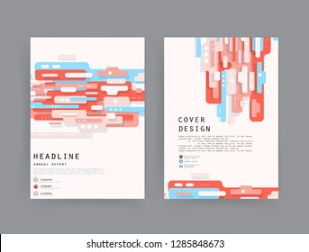 Covers templates set with graphic geometric elements. Applicable for brochures, posters, covers and banners. Vector illustrations.