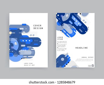 Covers templates set with graphic geometric elements. Applicable for brochures, posters, covers and banners. Vector illustrations.